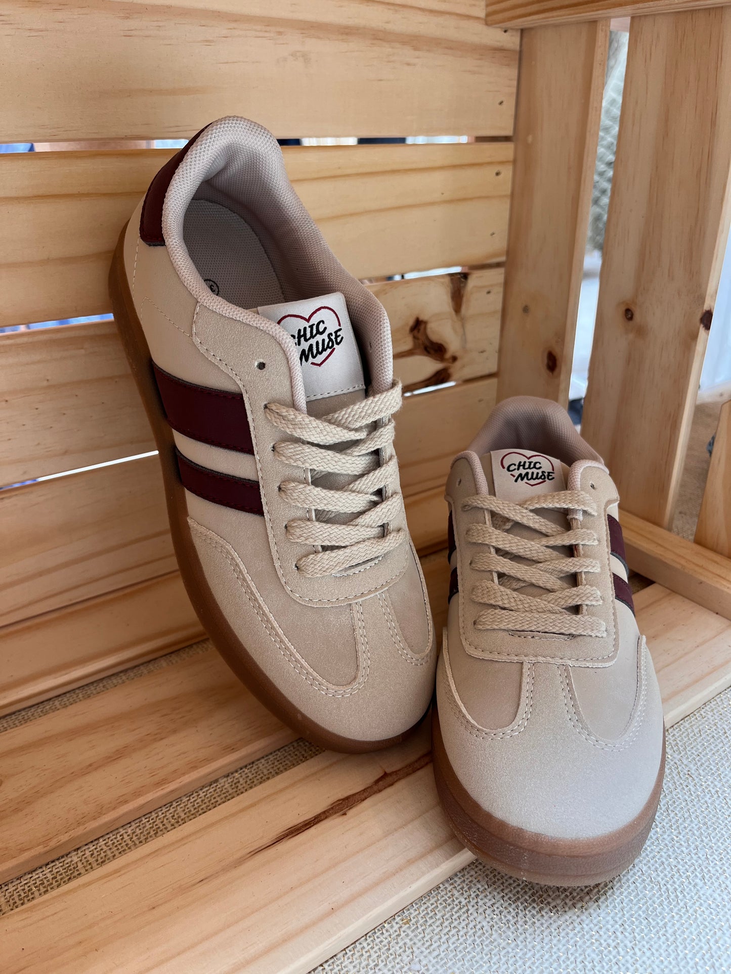 Basket Vintage écru & bordeaux