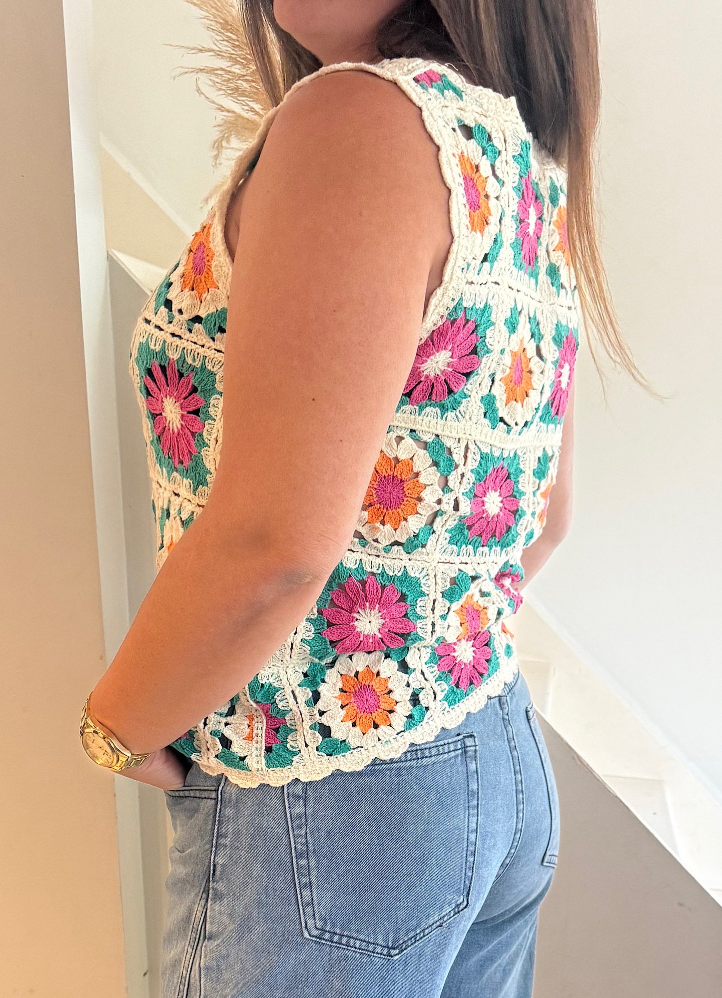 Gilet Crochet Fleur