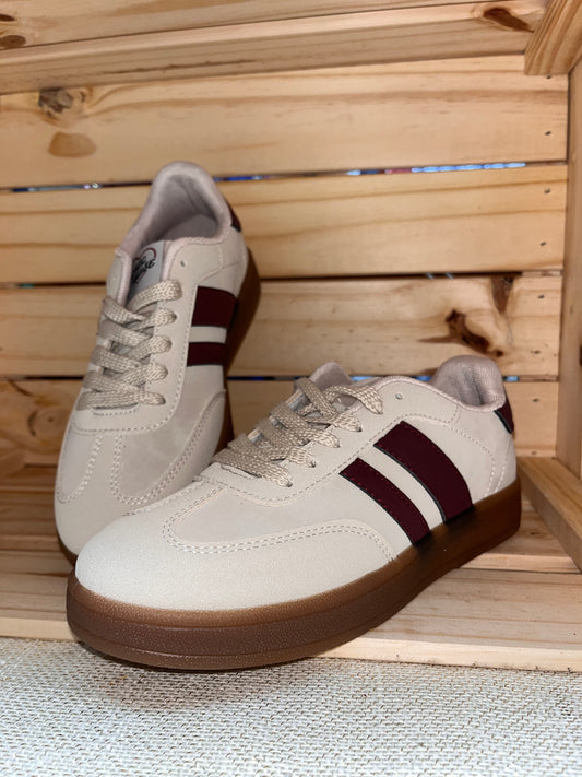 Basket Vintage écru & bordeaux