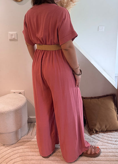 Combi-pantalon Rose avec ceinture