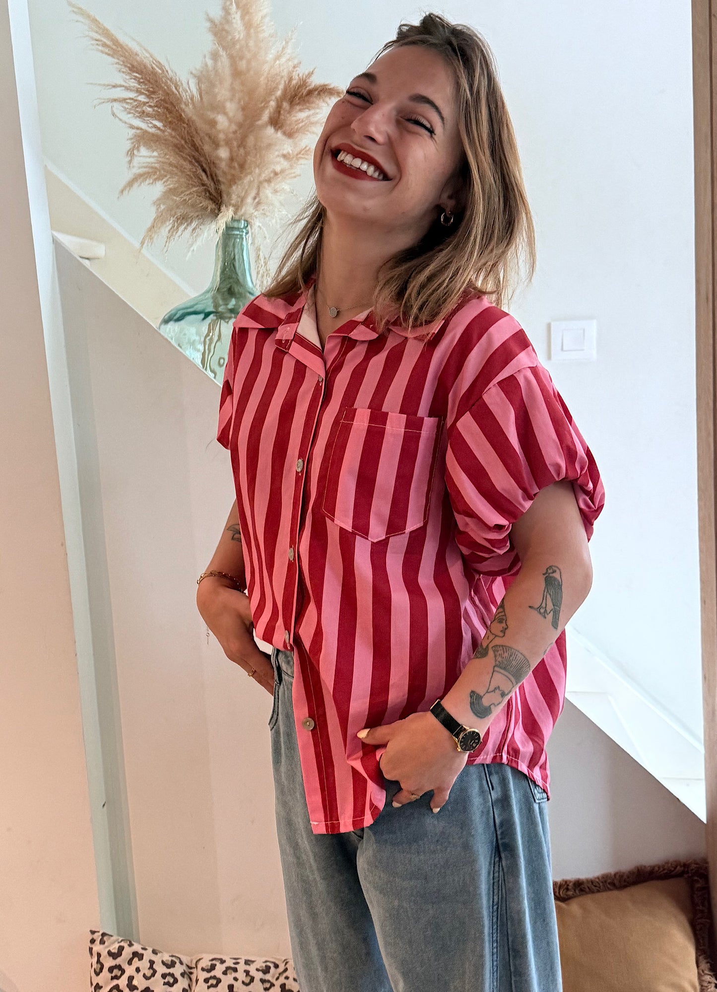 Chemise Rayé rouge & rose