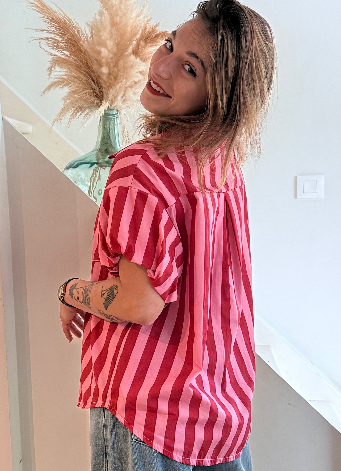 Chemise Rayé rouge & rose