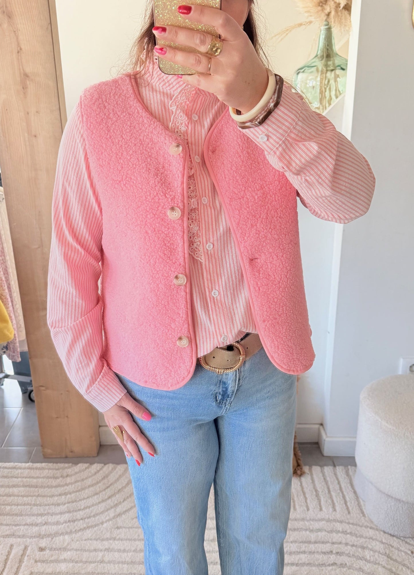 Gilet sans manches effet teddy