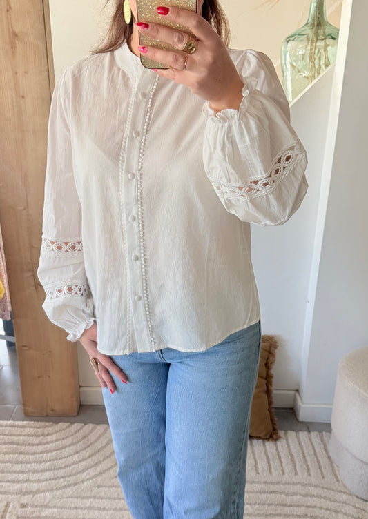 Chemisier blanc à dentelle