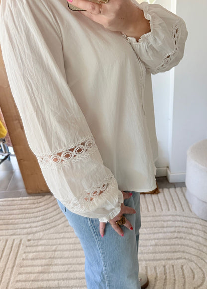 Chemisier blanc à dentelle