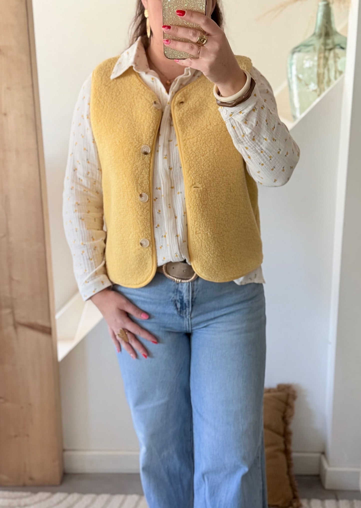 Gilet sans manches effet teddy