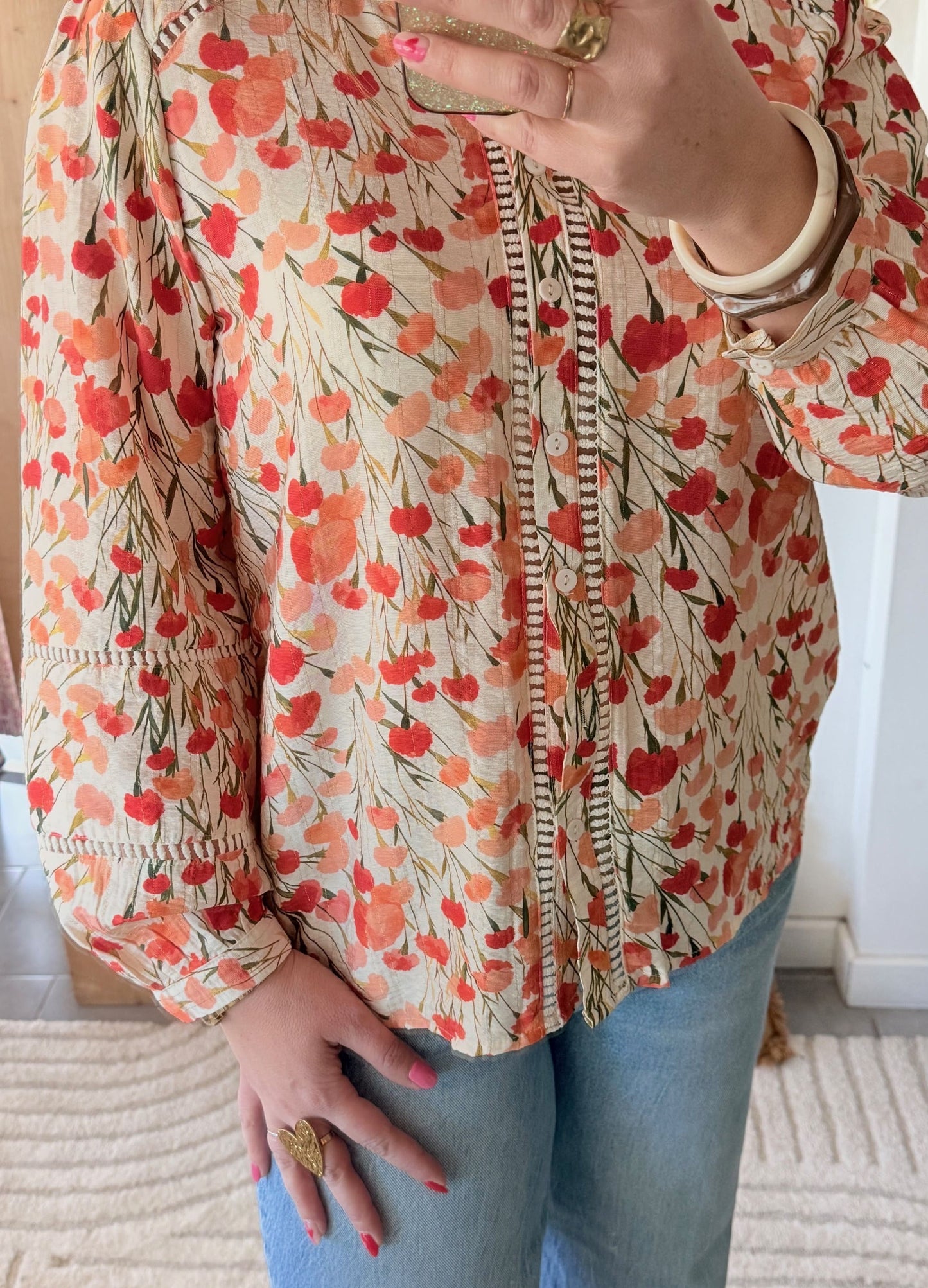 Chemisier fleuri bohème