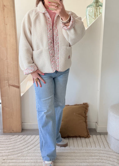Veste réversible fleurie & teddy