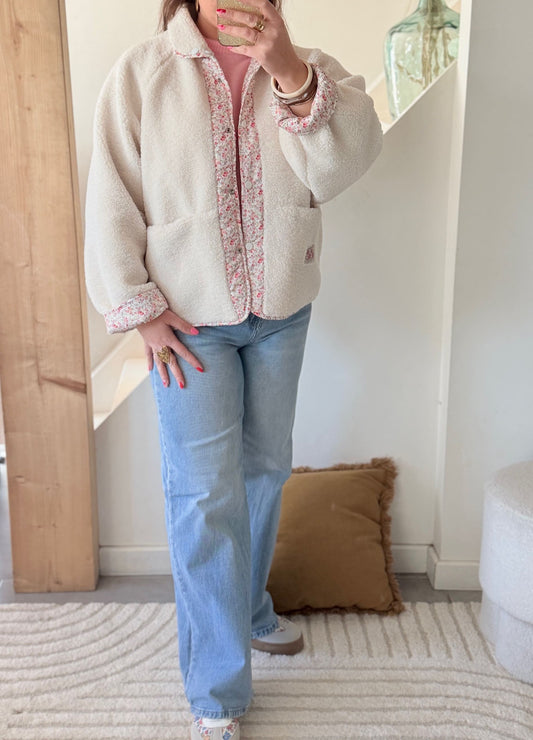 Veste réversible fleurie & teddy
