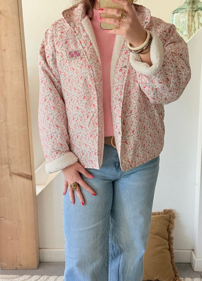 Veste réversible fleurie & teddy