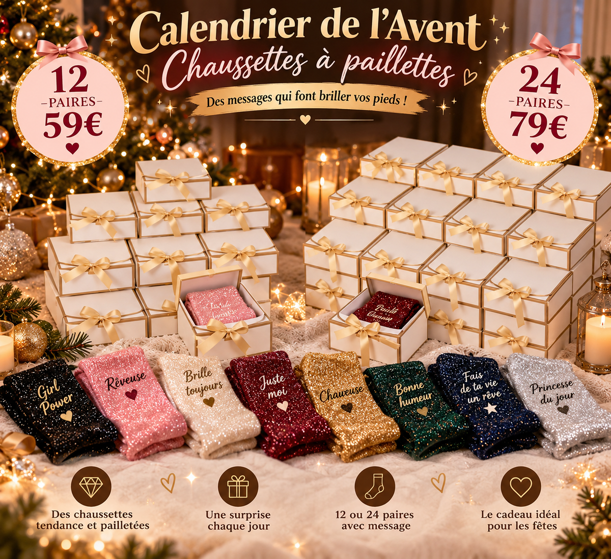 Calendrier de l’Avent – Chaussettes à Paillettes ✨🧦